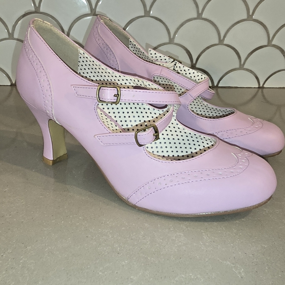 Pleaser Pin Up Couture FLAPPER-25 3" Kitten Heel Mary jane Pump Size 10 Retro - Picture 2 of 8
